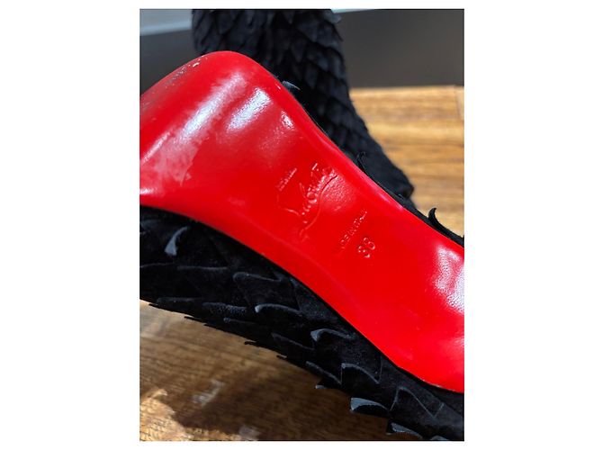 Christian Louboutin Botines peep-toe ante negro - vista 3