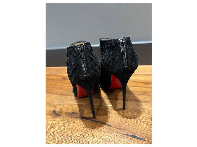 Christian Louboutin Botines peep-toe ante negro - vista 5