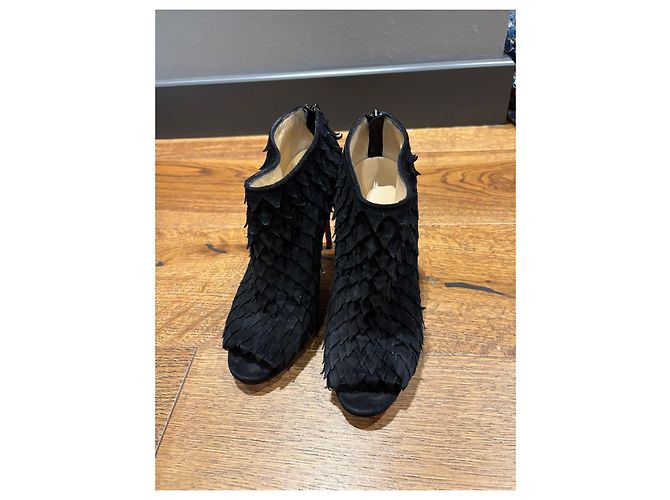 Christian Louboutin Botines peep-toe ante negro - vista 6