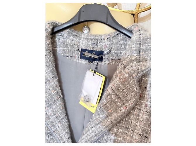 Luisa Spagnoli graue Tweedjacke Pink Weiß - Ansicht 4
