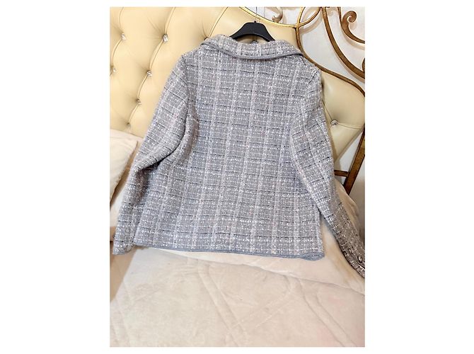Luisa Spagnoli graue Tweedjacke Pink Weiß - Ansicht 5
