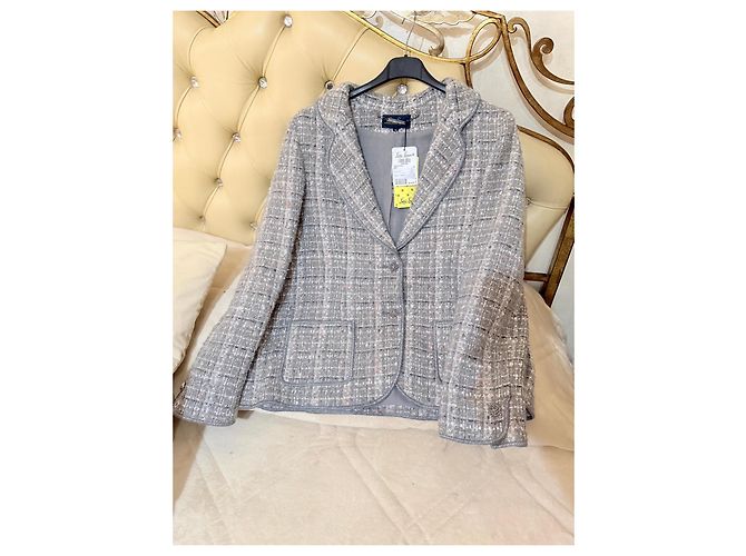 Luisa Spagnoli graue Tweedjacke Pink Weiß - Ansicht 6