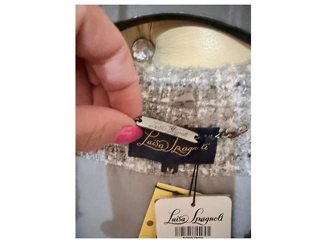 Luisa Spagnoli graue Tweedjacke Pink Weiß - Ansicht 8