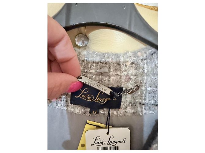 Luisa Spagnoli graue Tweedjacke Pink Weiß - Ansicht 9