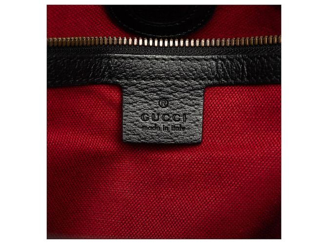 Bolso Tote Vertical Gucci de piel de becerro granulada negra con Web - vista 5