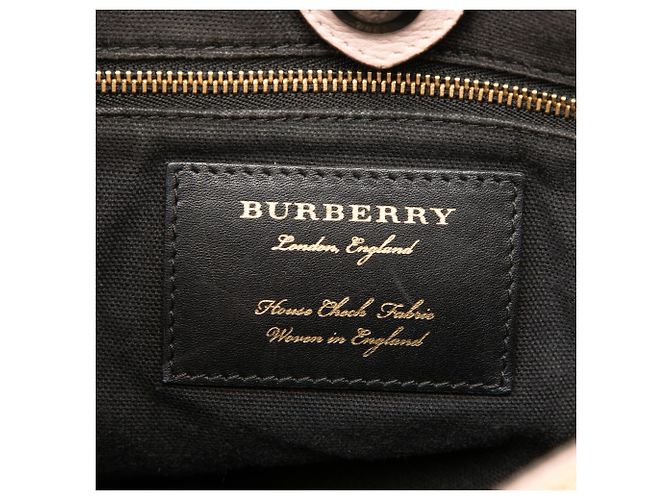 Borsa Satchel Banner Burberry in pelle e House Check, Rosa, Medium - vista 5
