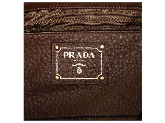 Bolsa Tote Conversível Prada Vitello Daino Marrom com Bolso Lateral - vista 5
