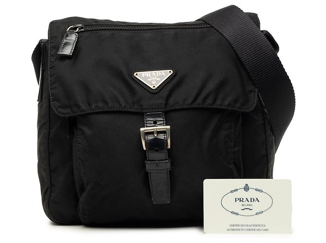 Bolsa Messenger Prada Tessuto preta com fivela e zíper Preto - vista 7