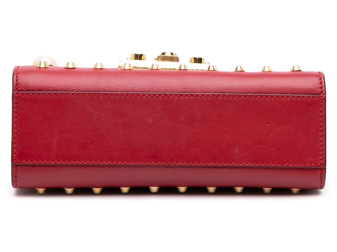 Padlock Borsa a tracolla Gucci Small in pelle rossa con perle e chiusura a lucchetto Rosso - vista 3
