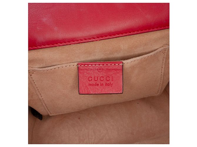 Padlock Borsa a tracolla Gucci Small in pelle rossa con perle e chiusura a lucchetto Rosso - vista 5