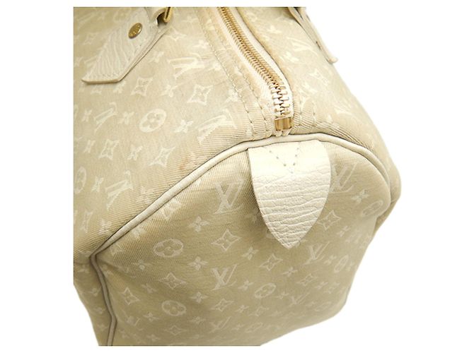 Borsa Boston Louis Vuitton Monogram Mini Lin Speedy 30 Beige - vista 8