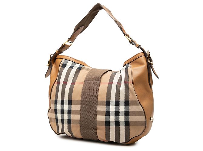 Borsa Hobo Satchel Burberry Medium House Check Canvas Beige - vista 2