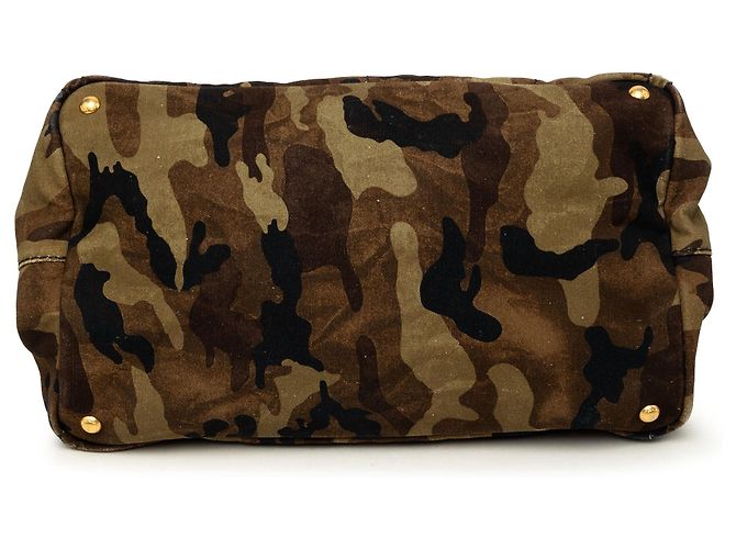Borsa Tote Prada Large in tela Canapa camouflage stampata marrone - vista 3