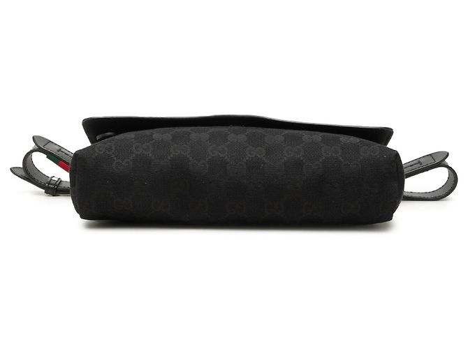 Borsa cintura Gucci in GG Canvas e pelle nera con banda Web Nero - vista 3
