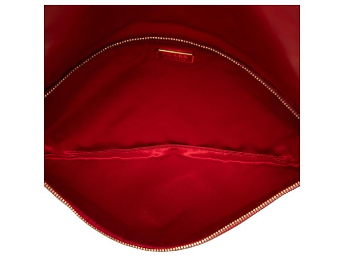 Borsa a tracolla Prada in Nappa rossa con occhielli Rosso - vista 4