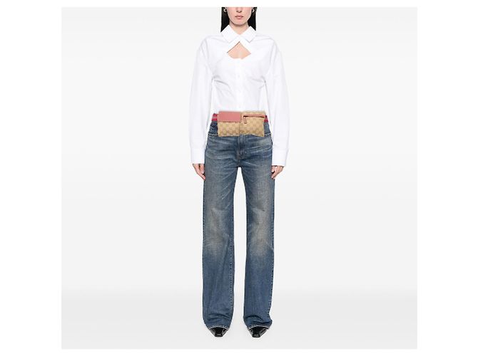 Borsetta cintura Gucci GG Canvas Web con doppia tasca, beige - vista 6