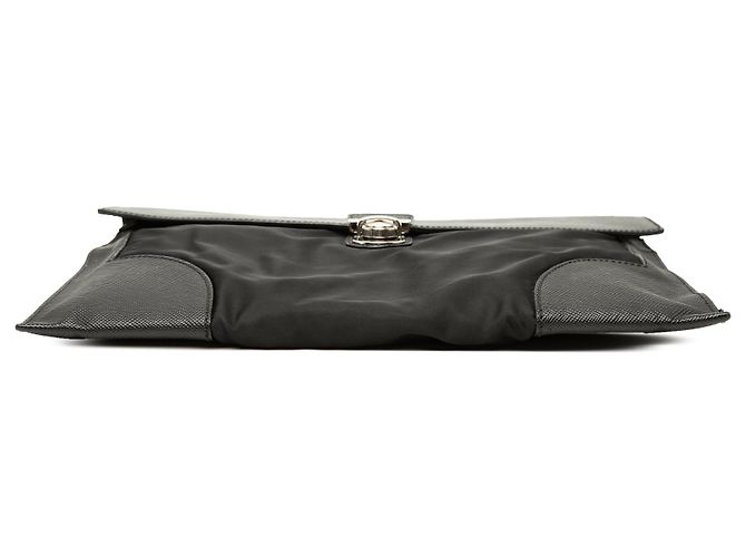 Clutch Prada in Tessuto con rifiniture in Saffiano nera Nero - vista 3