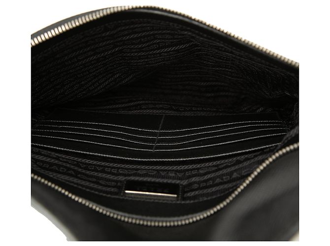 Clutch Prada in Tessuto con rifiniture in Saffiano nera Nero - vista 4