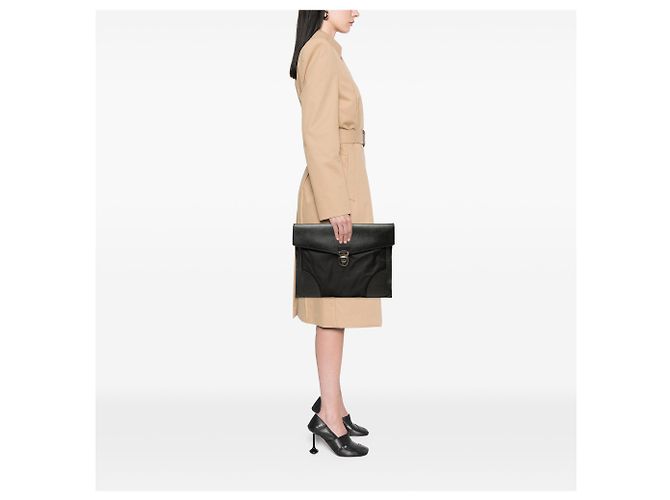 Clutch Prada in Tessuto con rifiniture in Saffiano nera Nero - vista 7