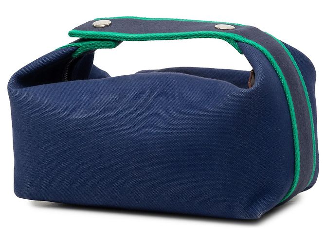 Borsa vanity Hermès Small Toile Bride A Brac Case Blu - vista 2