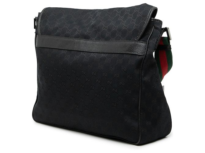 Sac messager à rabat Gucci GG Canvas Web noir - vue 2