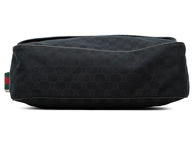 Sac messager à rabat Gucci GG Canvas Web noir - vue 3