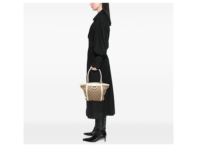 Borsa Gucci GG Canvas Abbey D Ring Beige - vista 6