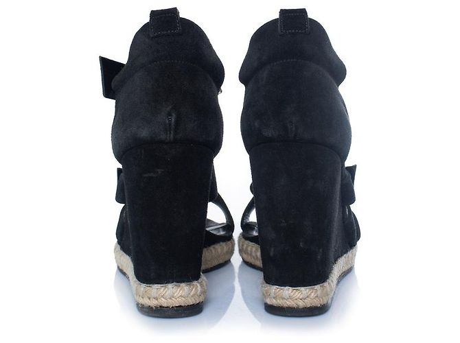 Balenciaga, sandalo wedge in camoscio nero - vista 4