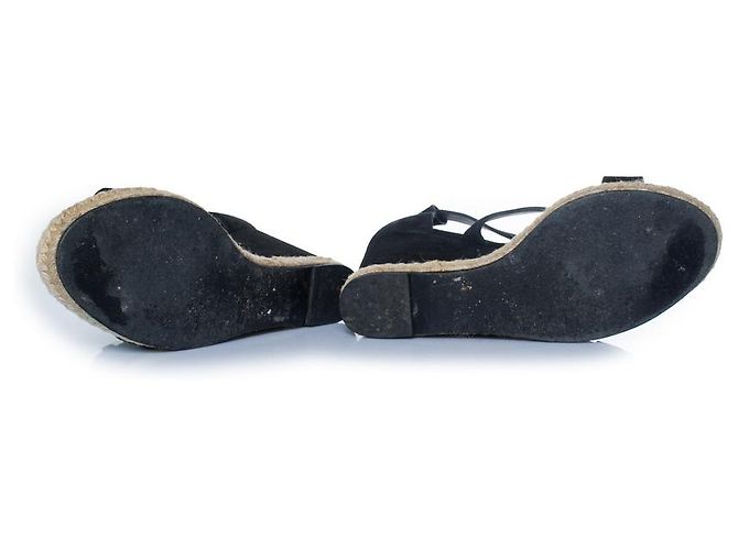 Balenciaga, sandalo wedge in camoscio nero - vista 9