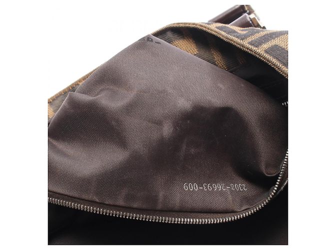 Borsa Tote Fendi Zucca Marrone e Nera Pelle e Tela Nero - vista 5
