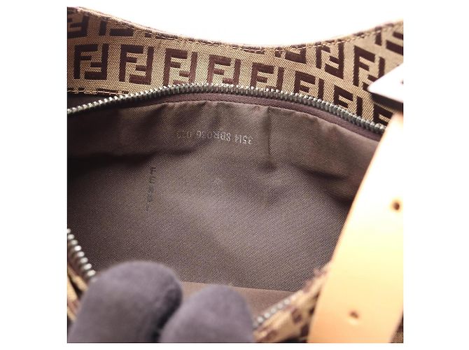 Borsa a tracolla Fendi Zucchino Marrone Beige - vista 6