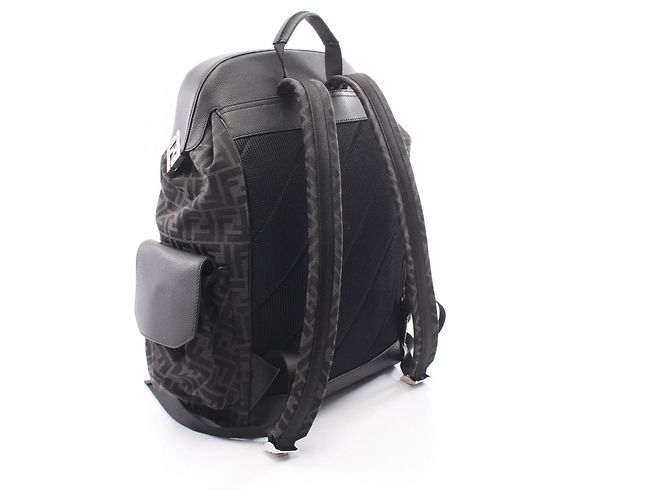 Fendi FF Jacquard Drive Zucca Rucksack Braun Schwarz - Ansicht 2