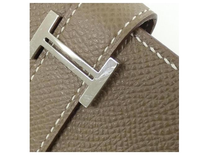 Hermès Portafoglio Hermes Bearn Soufflé Taupe - vista 5