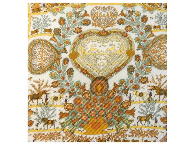 Foulard in seta plissettato Hermès Giallo - vista 3