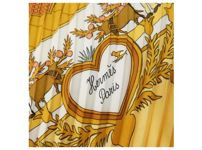 Foulard in seta plissettato Hermès Giallo - vista 4