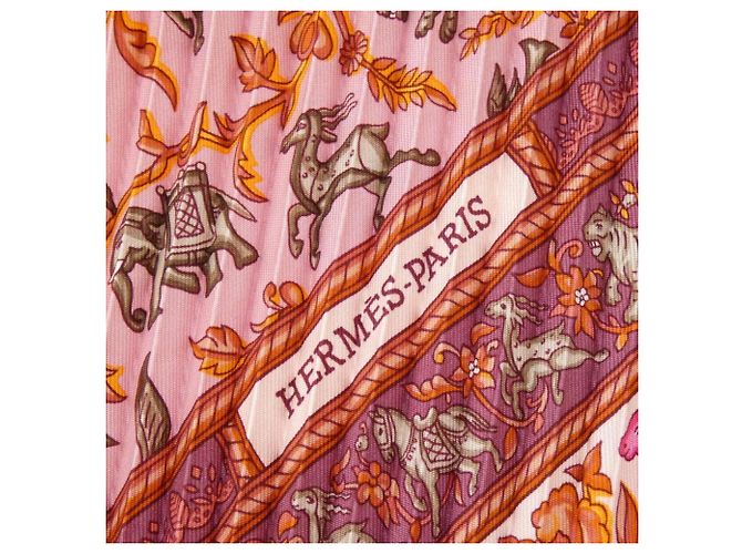 Foulard in seta plissettato Hermès Rosa - vista 4