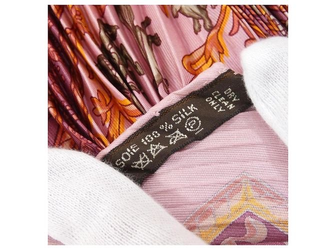 Foulard in seta plissettato Hermès Rosa - vista 5