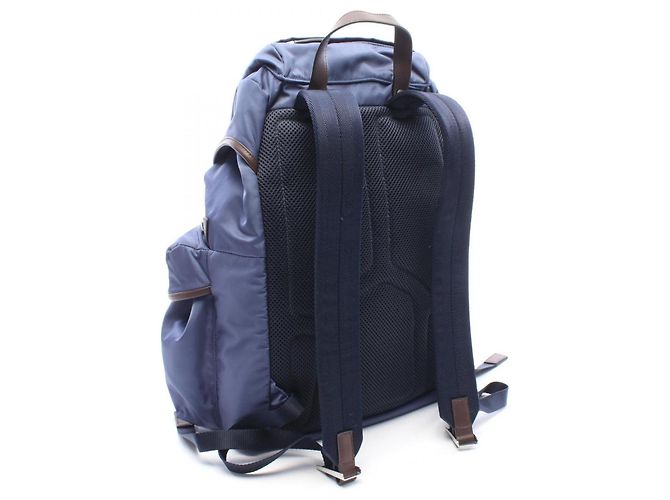 Sac à dos/Sac à main Prada TESSUTO + VITELLO Marron Bleu - vue 2