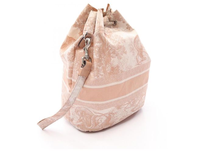 Borsa/Pouch con coulisse Christian Dior Toile de Jouy Rosa Bianco - vista 2