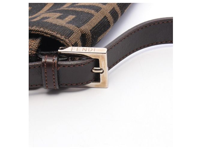 Borsa a tracolla Fendi Mamma Bucket Zucca Marrone Nero - vista 7