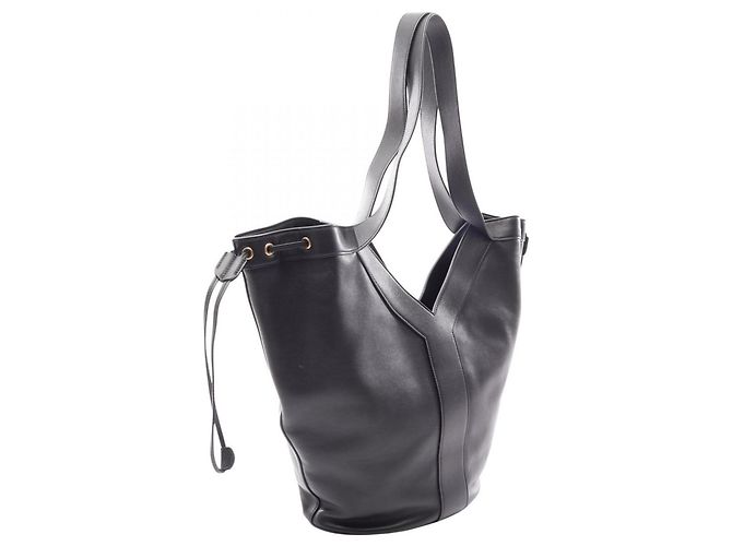 Borsa Hobo Tote Saint Laurent in pelle nera Nero - vista 2