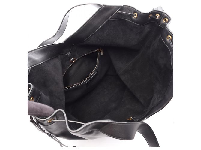 Borsa Hobo Tote Saint Laurent in pelle nera Nero - vista 3
