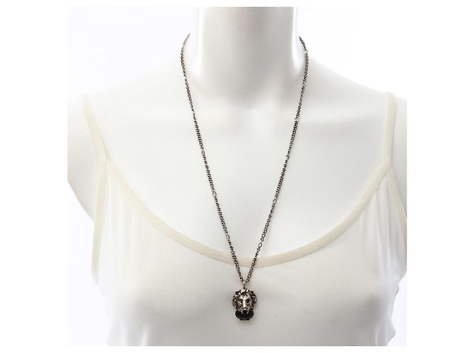Collana Gucci Lion Head Nero Argento - vista 5