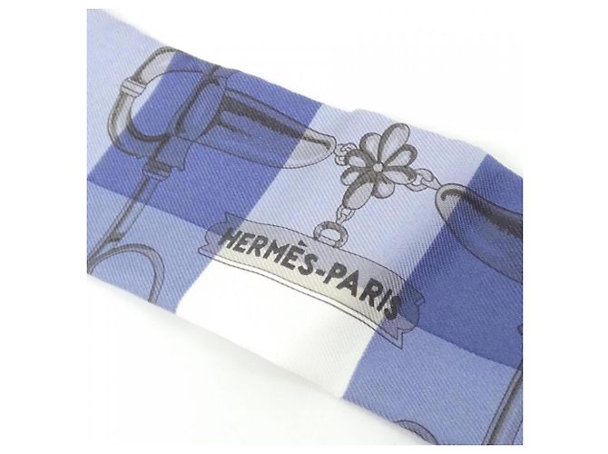 Hermès Twilly Hermes MORS ET GOURMETTES VICHY Bianco Blu - vista 4