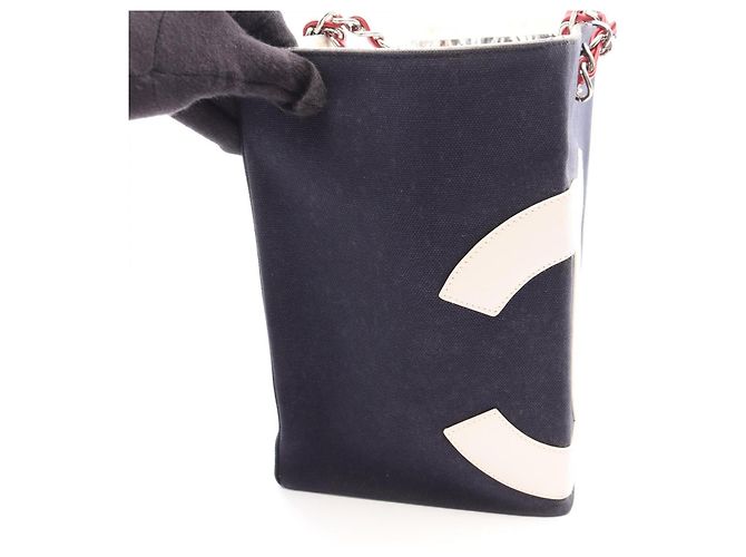 Borsa Tote Chanel No. 5 Chocolate Bar Coco Mark Argento Rosso Blu navy - vista 10