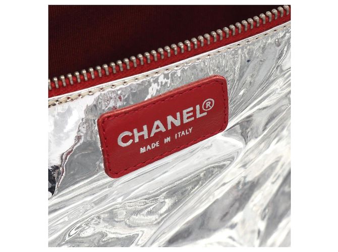 Borsa Tote Chanel No. 5 Chocolate Bar Coco Mark Argento Rosso Blu navy - vista 4