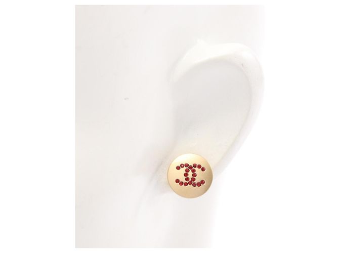 Chanel Coco Mark Circle Ohrringe Rot Golden - Ansicht 4