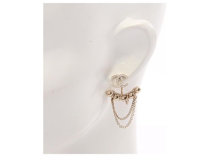 Orecchini Ear Cuff Chanel Coco Mark Swing Chain D'oro - vista 4