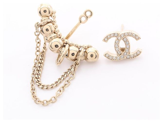 Orecchini Ear Cuff Chanel Coco Mark Swing Chain D'oro - vista 7