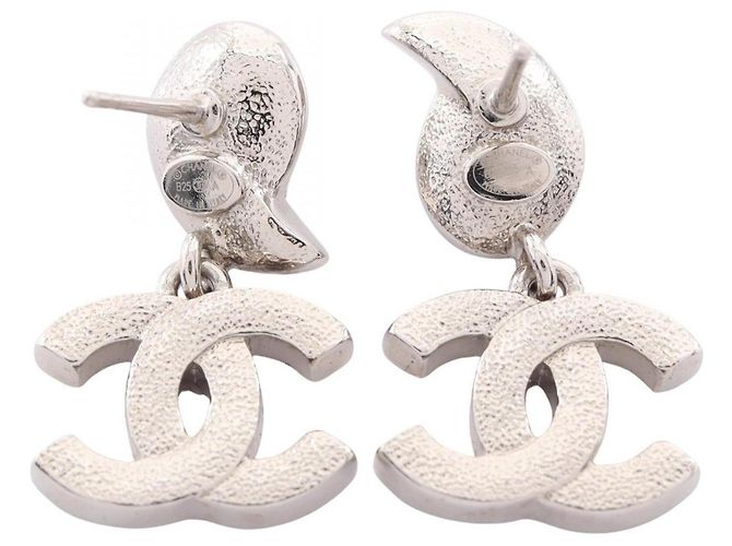 Pendientes de botón Chanel Coco Mark Silver/Clear Plata - vista 2
